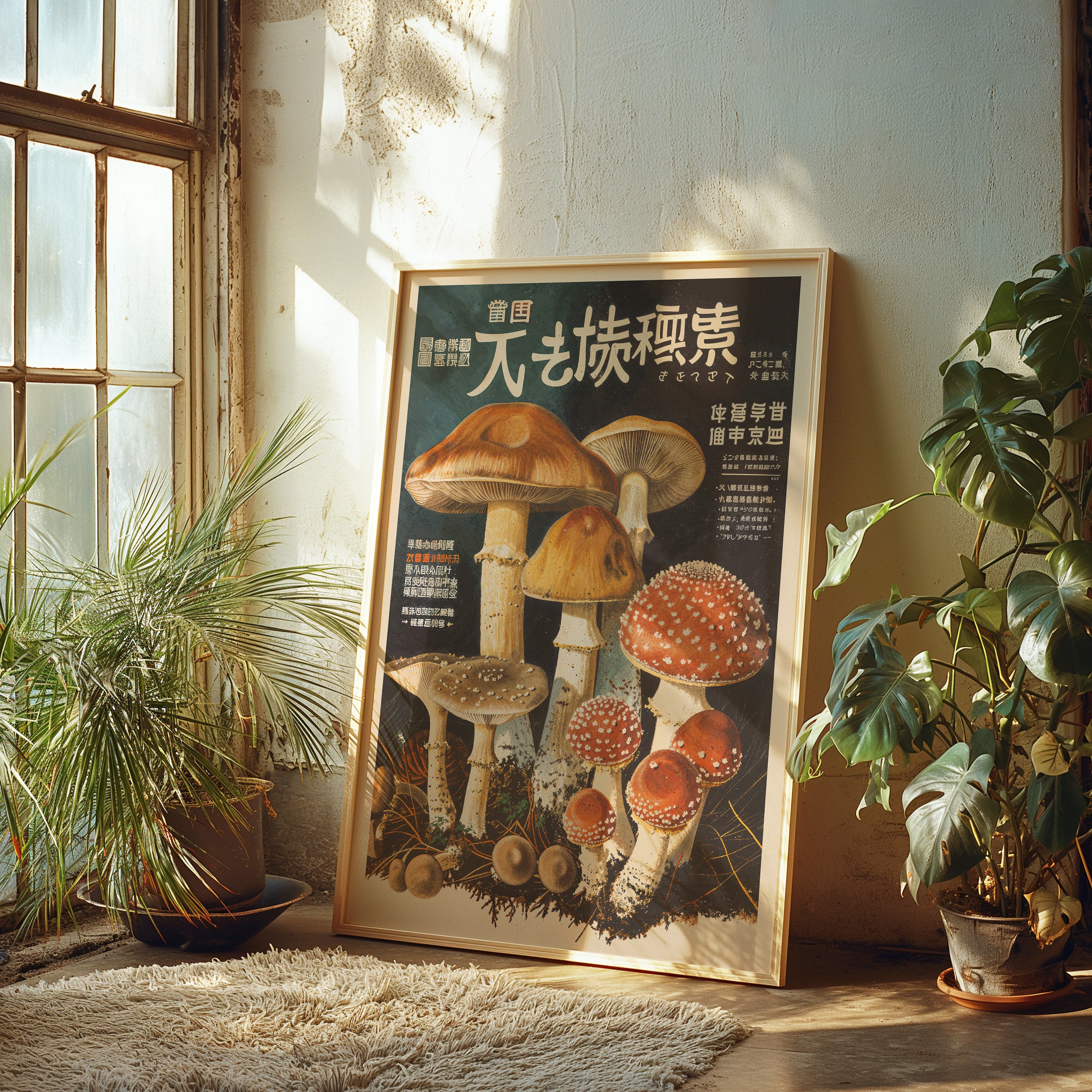 Japanese Mushroom Poster| Vintage Style Botanical Print – Disco