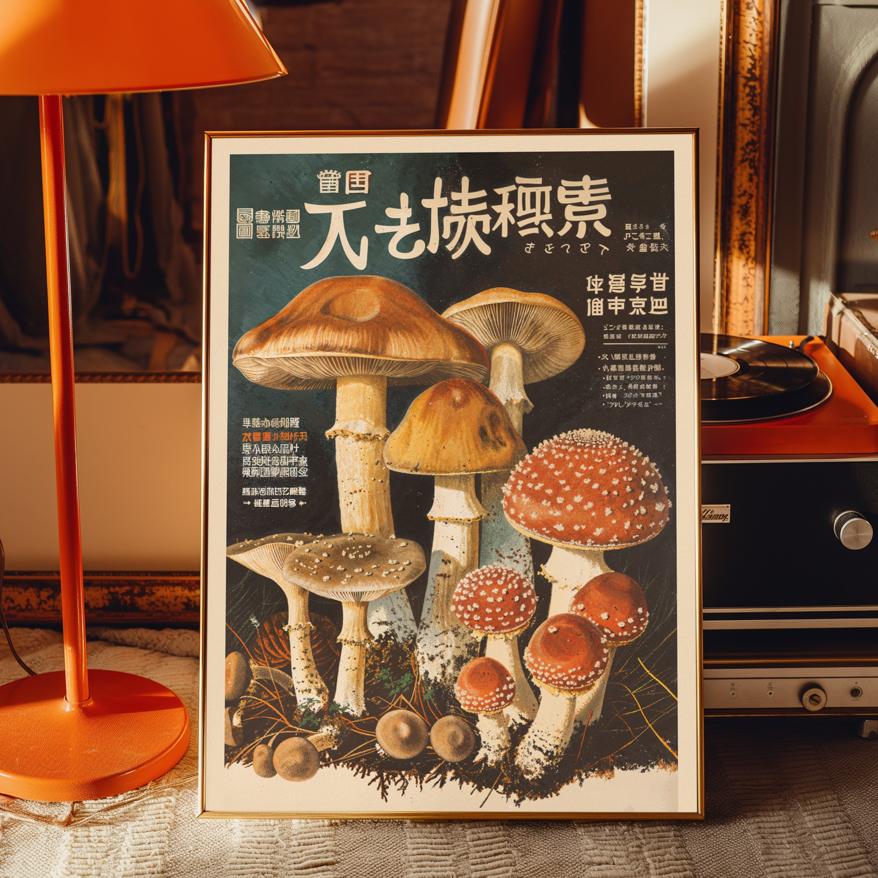 Japanese Mushroom Poster| Vintage Style Botanical Print – Disco