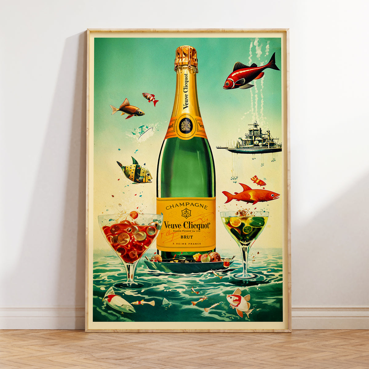 Veuve Cliquot Champagne Poster | Vintage Alcohol Ad Style Print 