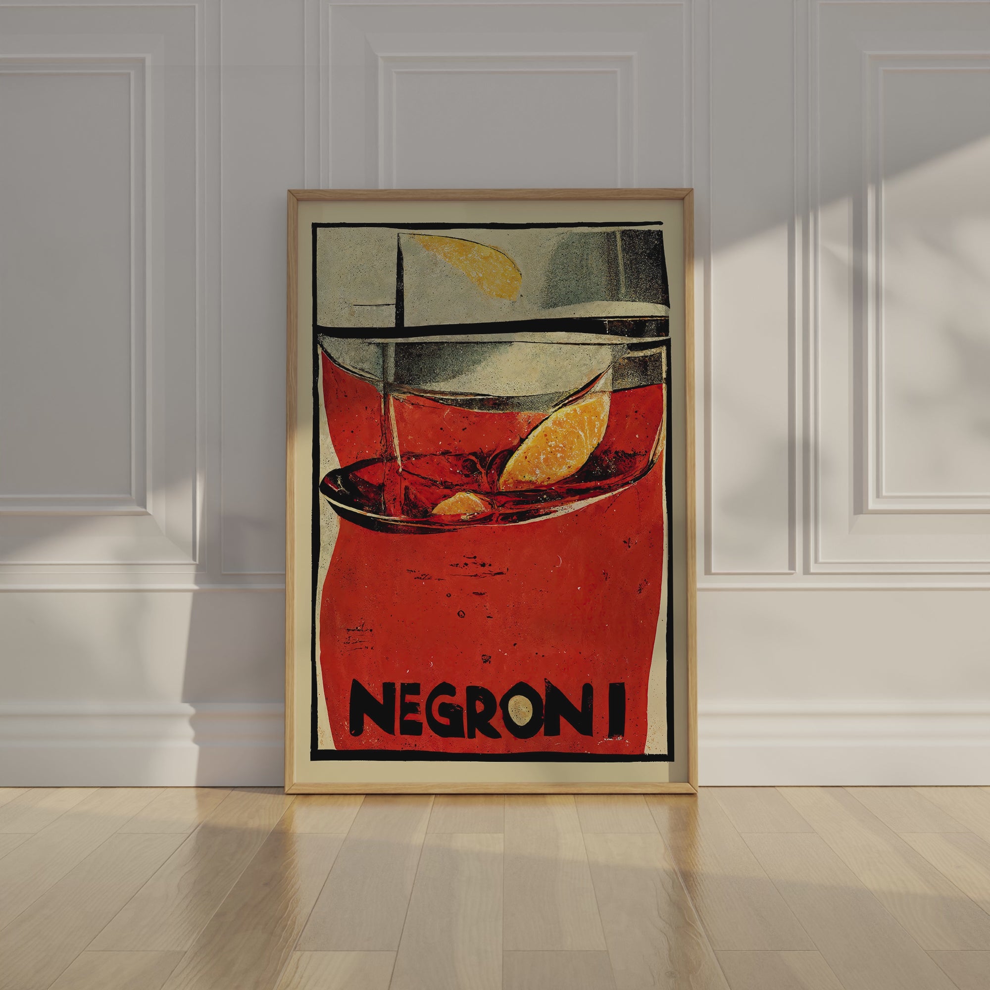 Mid-Century Modern Negroni Poster | Vintage Liquor Ad Style Art